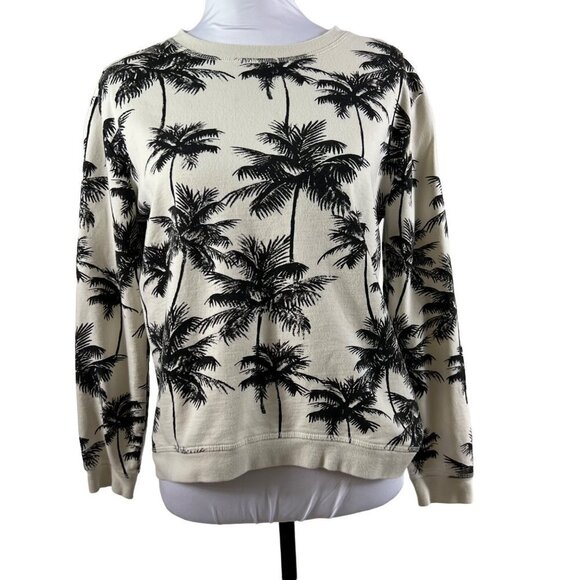 Forever 21 Sweatshirt Palm Print Black & White Long Sleeves size Small - Picture 3 of 6
